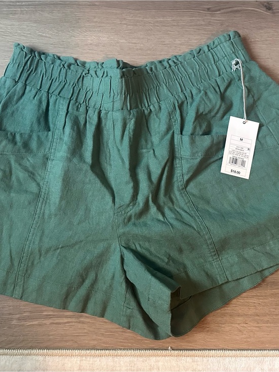 Target Pants - Target Green High-Waist Elastic Smocked Casual Shorts